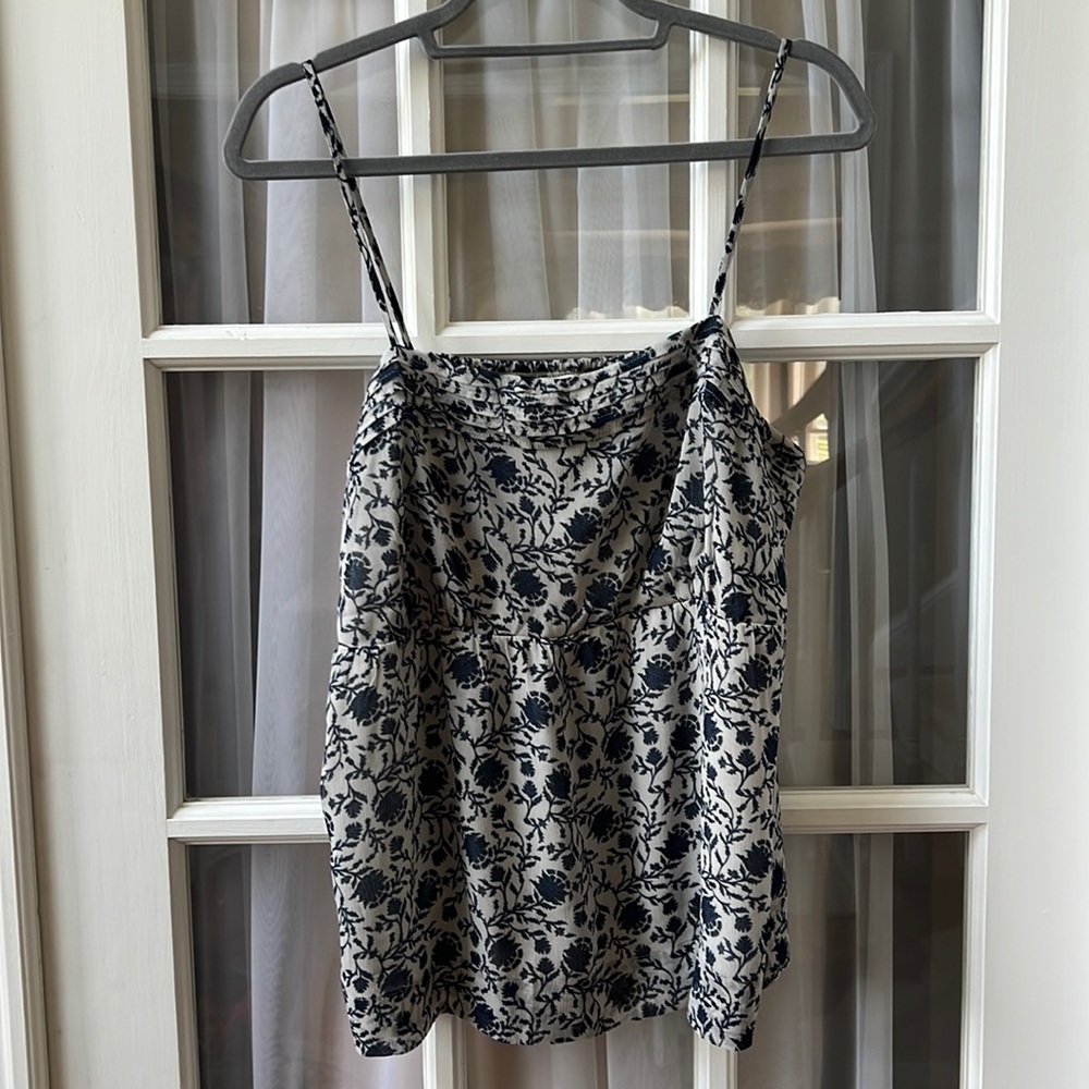 The Loft tank top. Blue and white floral design.